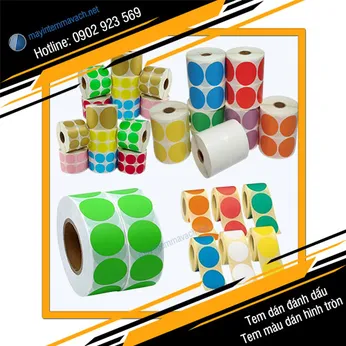 Tem dán đánh dấu, tem màu dán hình tròn