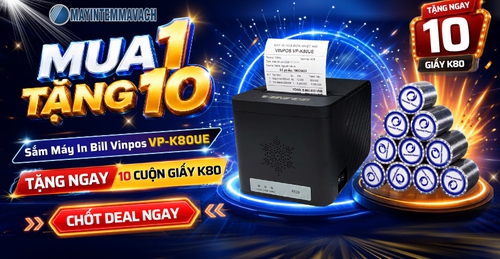 Ưu Đãi Máy In Bill Vinpos VP-K80UE: Tặng 10 Cuộn Giấy