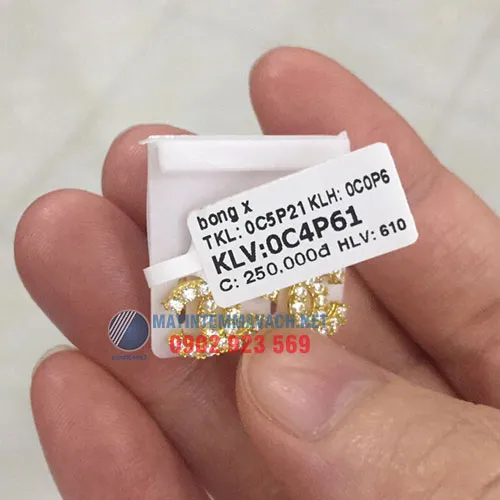 Decal in tem vàng bạc trang sức 20x2x10mm (40x10mm) đuôi 30mm
