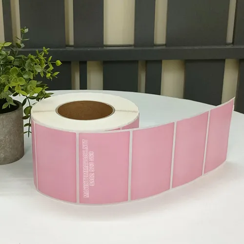 Giấy decal in tem nhãn mã vạch 100x65mmx1 nhuộm hồng