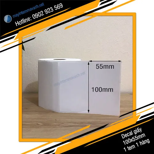 Giấy decal in tem nhãn mã vạch 100x55mm 1 tem 1 hàng