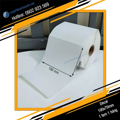 Giấy decal in tem nhãn mã vạch 100x70mm