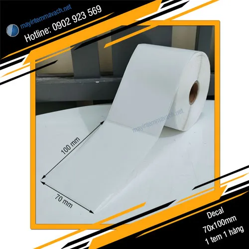 Giấy decal in tem nhãn mã vạch 70x100mm