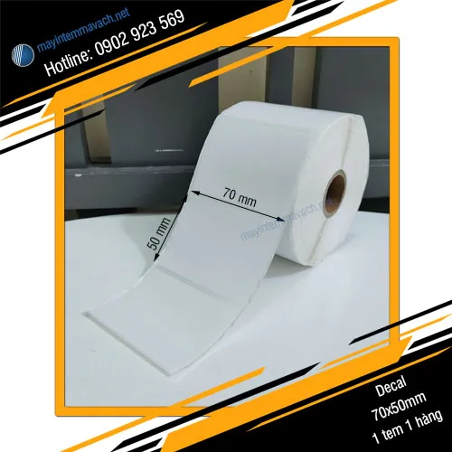 Giấy decal in tem nhãn mã vạch 70x50mm