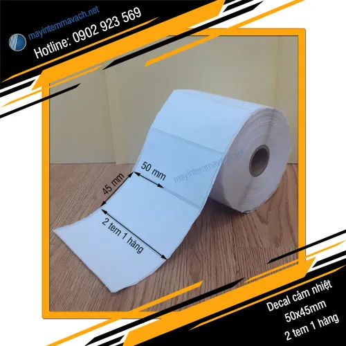 Giấy decal in tem nhiệt 50x45mm loại 2 tem 1 hàng
