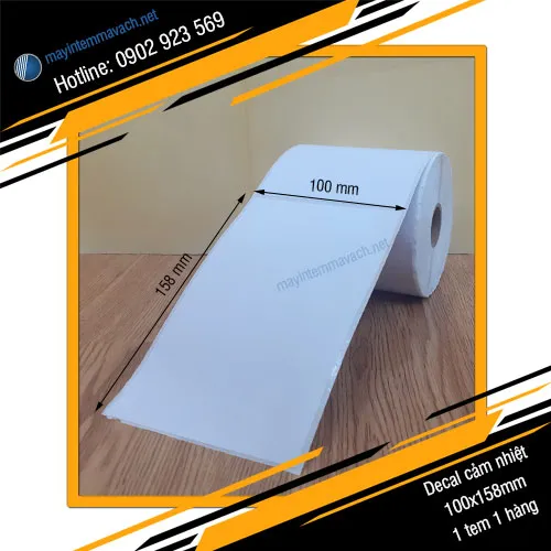 Giấy decal in tem nhiệt 100x158mm loại 1 tem 1 hàng