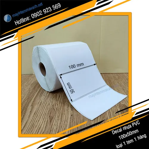 Decal nhựa PVC in tem nhãn mã vạch 100x50mm