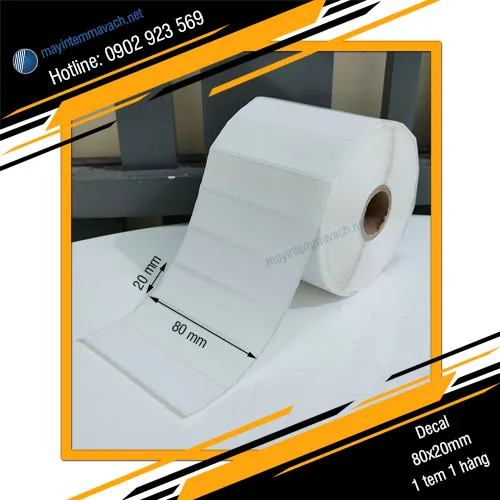 Giấy decal in tem nhãn mã vạch 80x20mm