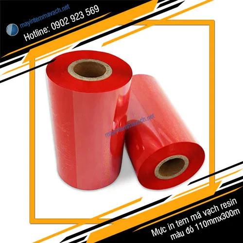 Mực in tem mã vạch Resin màu đỏ (red resin ribbon) 110mmx300m