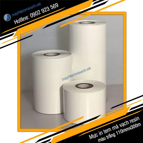 Mực in tem mã vạch Resin màu trắng 110mmx300m