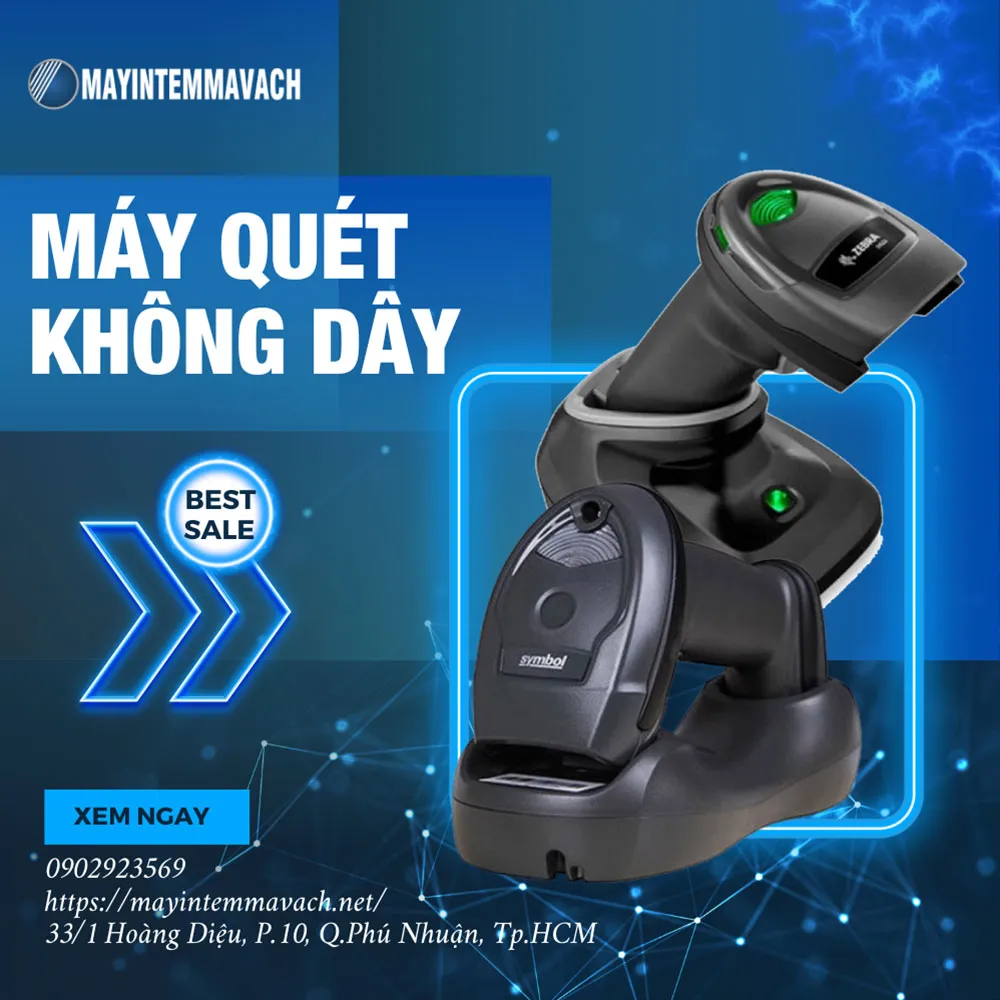 Máy quét mã vạch không dây bluetooth, phạm vi quét 10 - 100m