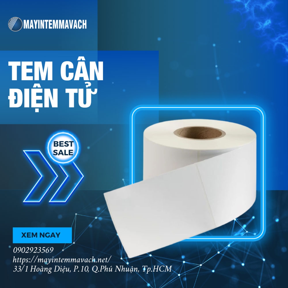 Tem cân điện tử (tem cân siêu thị) đa quy cách, chất lượng