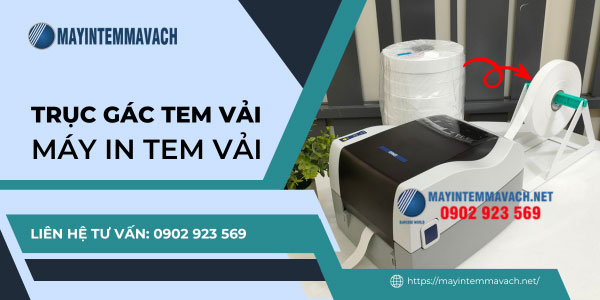 Trang bị trục gác tem vải ở máy in tem vải Trang bị trục gác tem vải ở máy in tem vải