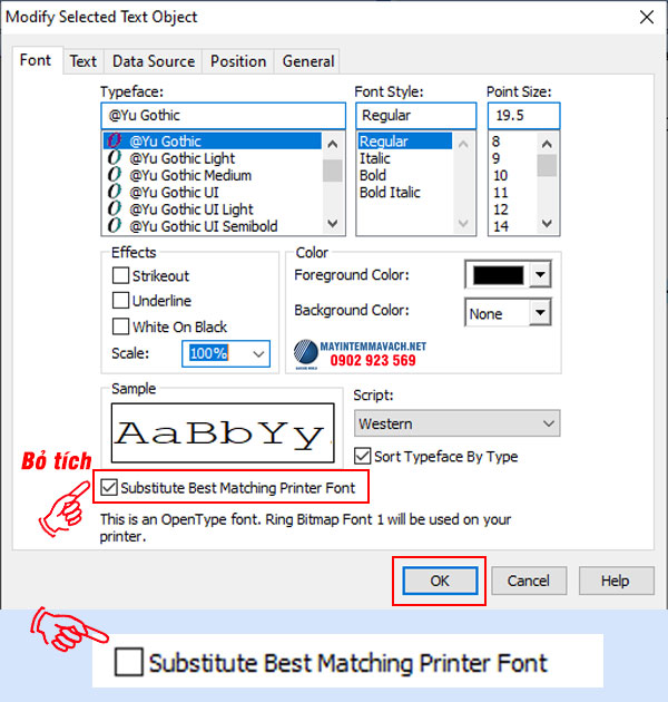 Xử lý lỗi font chữ trong Bartender bỏ lựa chọn Font chữ mặc định Xử lý lỗi font chữ trong Bartender bỏ lựa chọn Font chữ mặc định