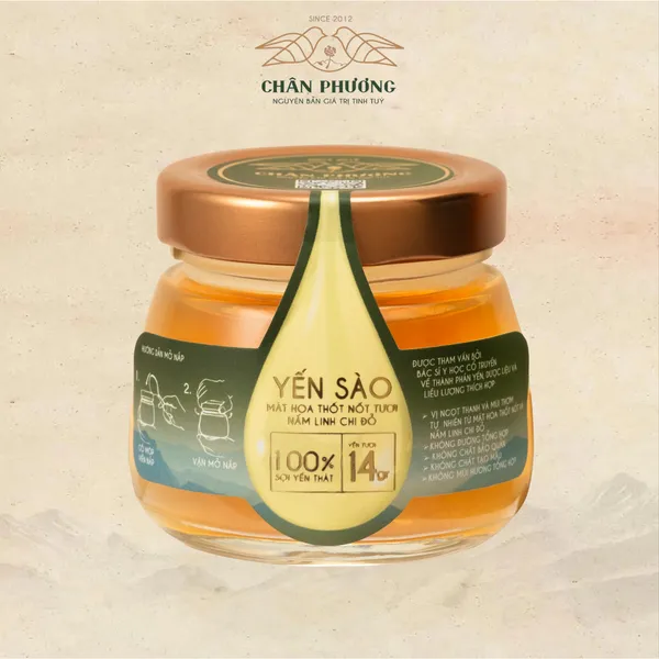 Yến sào chưng sẵn mật hoa Thốt nốt tươi cùng Nấm Linh Chi đỏ (1 hũ)