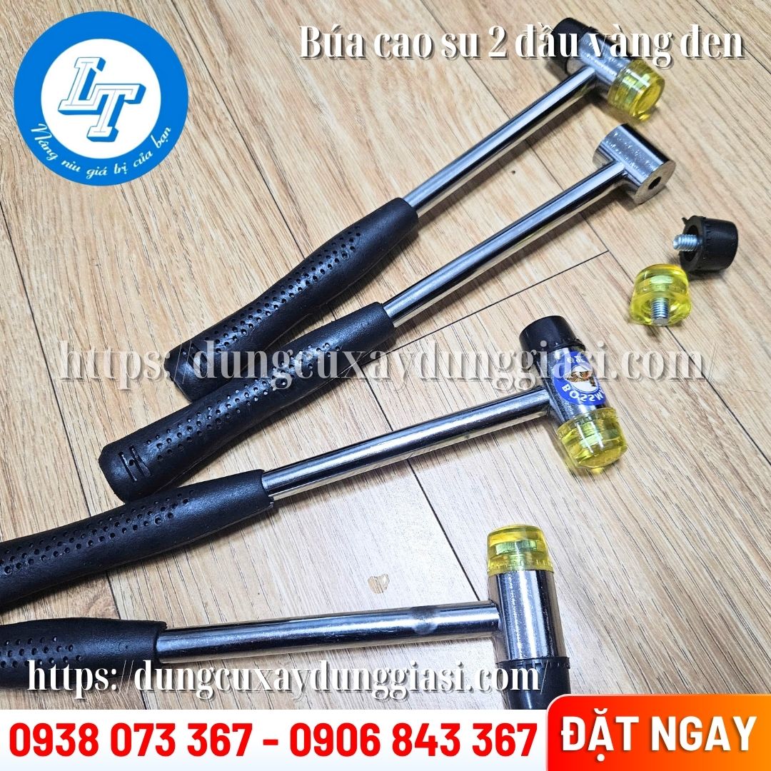 Búa cao su 2 đầu vàng đen giá sỉ tại tphcm