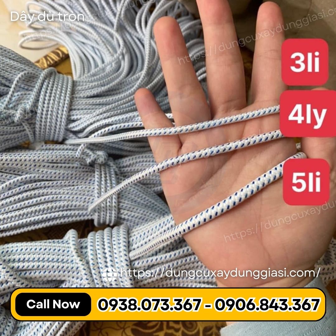 Dây dù tròn mè trắng xanh Dây dù tròn mè trắng xanh