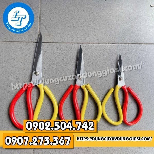 Kéo thép cán bọc nhựa 2 màu đỏ - vàng đủ kích thước