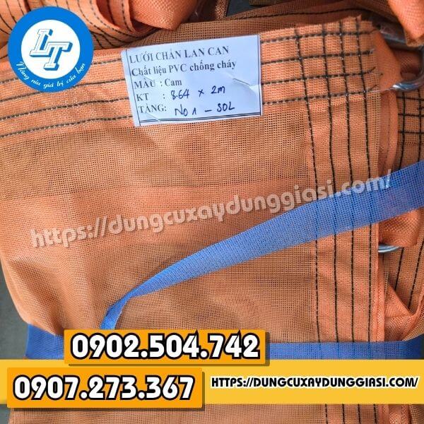 Lưới bao che xây dựng màu cam chắn lan can