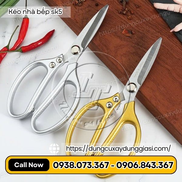 Kéo nhà bếp sk5 cán vàng, bạc