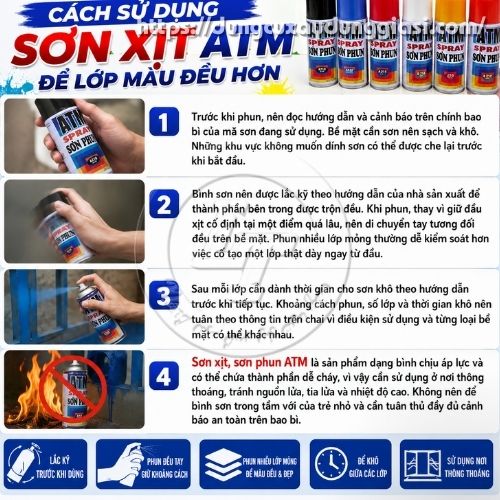 Cách sử dụng sơn xịt, sơn phun ATM