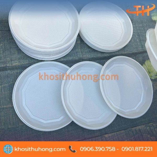 Dĩa nhựa tròn màu trắng sữa Dĩa nhựa tròn màu trắng sữa