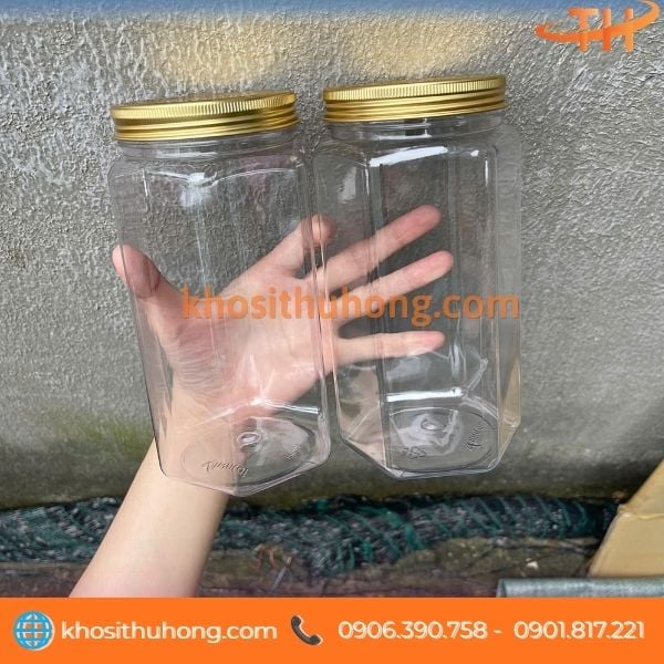 Hũ nhựa lục giác trong suốt bề mặt dễ dán tem Hũ nhựa lục giác trong suốt bề mặt dễ dán tem
