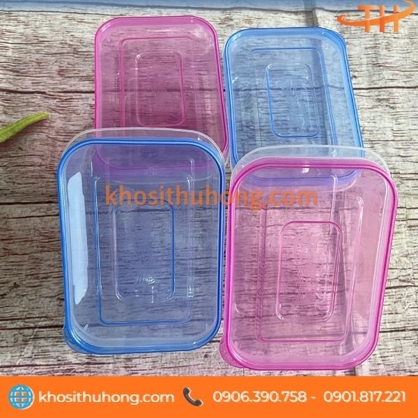 Hộp nhựa chữ nhật bầu có nắp đậy Hộp nhựa chữ nhật bầu có nắp đậy