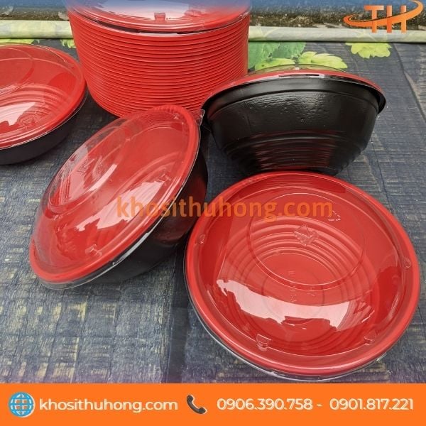 Tô nhựa đỏ đen HT27 có thể xếp chồng gọn gàng Tô nhựa đỏ đen HT27 có thể xếp chồng gọn gàng