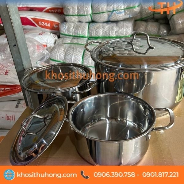 Bồ xoong nồi inox 3 đáy cho bếp ăn Bồ xoong nồi inox 3 đáy cho bếp ăn