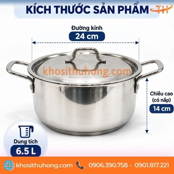 Nồi inox 3 đáy 24cm sử dụng được các loại bếp Nồi inox 3 đáy 24cm sử dụng được các loại bếp