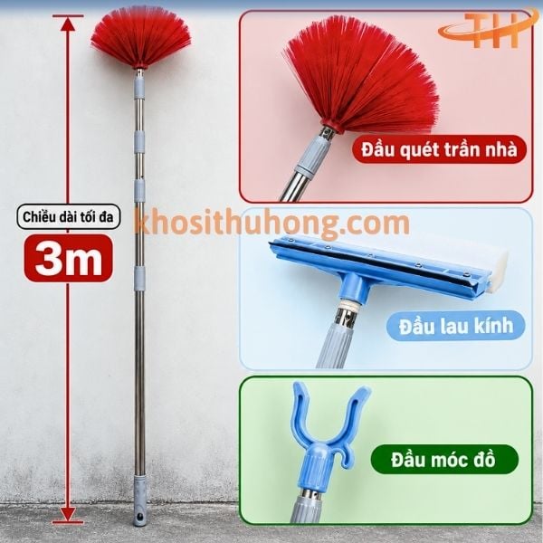 Cây quét trần nhà 3m loại 3 tính năng Cây quét trần nhà 3m loại 3 tính năng