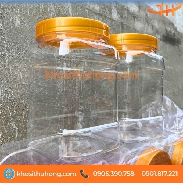 Keo nhựa vuông PET 1,9kg nắp vàng giá tốt Keo nhựa vuông PET 1,9kg nắp vàng giá tốt