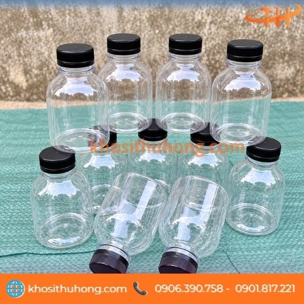 Chai nhựa dáng tròn trong 330ml cổ rộng Chai nhựa dáng tròn trong 330ml cổ rộng