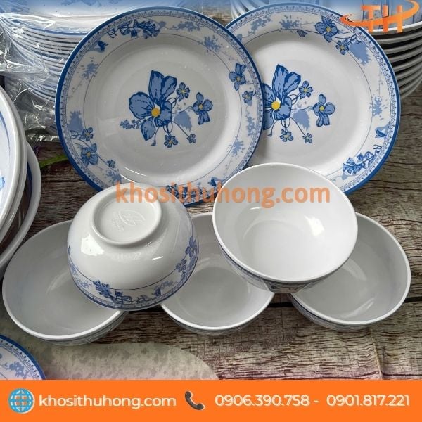 Bộ chén dĩa tô melamine hoạ tiết hoa tiện dụng đẹp mắt Bộ chén dĩa tô melamine hoạ tiết hoa tiện dụng đẹp mắt
