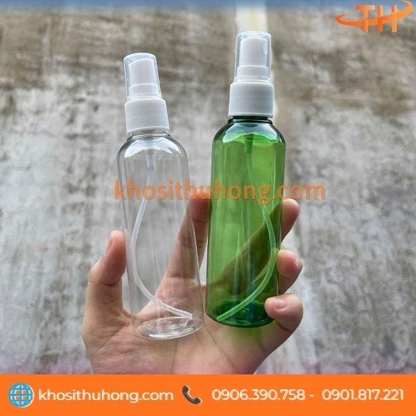 Giá sỉ chai nhựa vòi xịt 100ml màu trắng trong và xanh Giá sỉ chai nhựa vòi xịt 100ml màu trắng trong và xanh