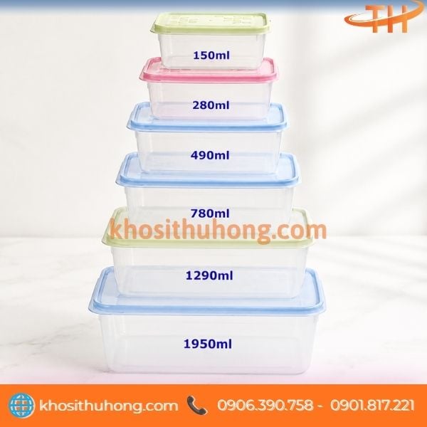 Hộp nhựa chữ nhật nhiều size dùng bảo quản thực phẩm Hộp nhựa chữ nhật nhiều size dùng bảo quản thực phẩm