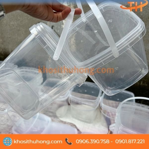 Xô nhựa 2 lít có quai xách đựng trà sữa Xô nhựa 2 lít có quai xách đựng trà sữa