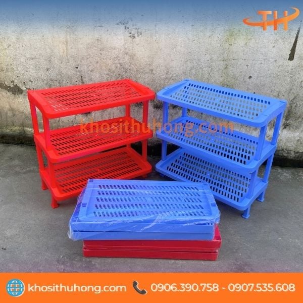 Kệ giày dép tiện lợi với hai màu xanh đỏ Kệ giày dép tiện lợi với hai màu xanh đỏ