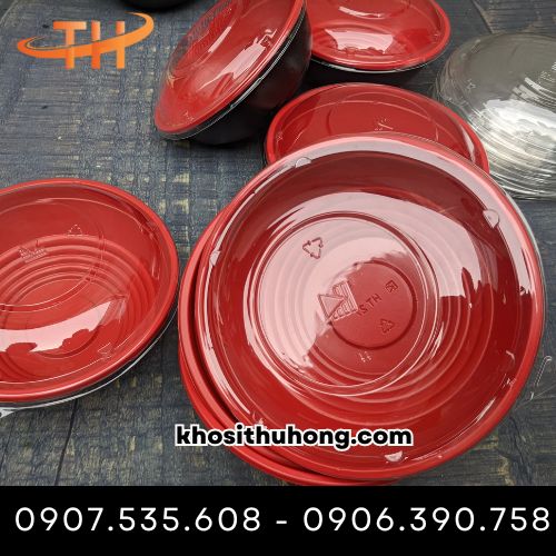 Tô nhựa đỏ đen