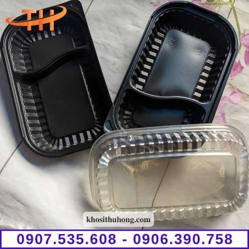 Hộp nhựa đen 2 ngăn