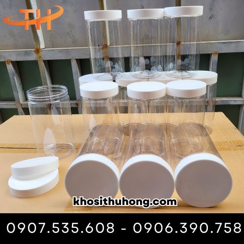 Hũ nhựa nắp trắng đựng bánh kẹo