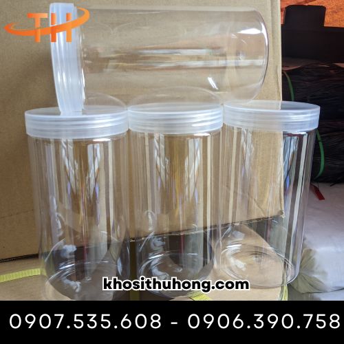 Hũ nhựa nắp trắng trong đựng trái cây ngâm