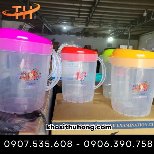 Ca nhựa tròn họa tiết bông hoa