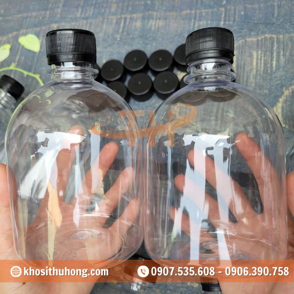 Chai nhựa tròn lùn 500ml làm từ nhựa PET nguyên sinh an toàn sức khoẻ Chai nhựa tròn lùn 500ml làm từ nhựa PET nguyên sinh an toàn sức khoẻ