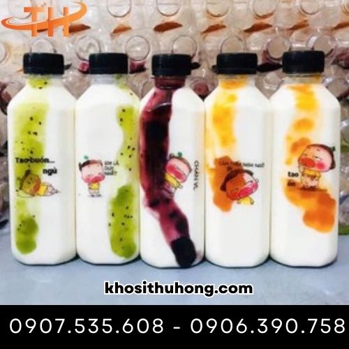 Chai nhựa vuông đựng sữa chua