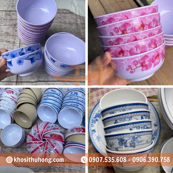 Chén ăn cơm melamine với mẫu mã đa dạng Chén ăn cơm melamine với mẫu mã đa dạng