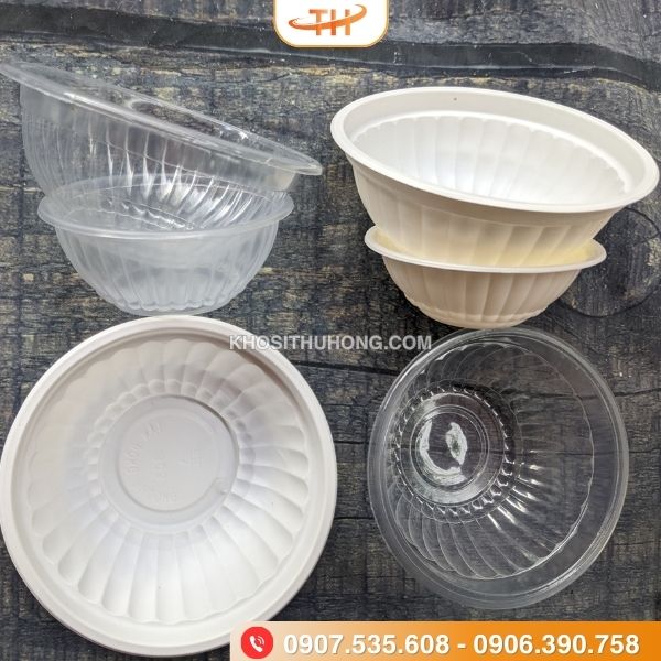 Chén nhựa dùng 1 lần 2 màu trắng trong, trắng đục Chén nhựa dùng 1 lần 2 màu trắng trong, trắng đục