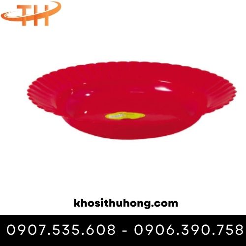 Dĩa nhựa tròn màu đỏ