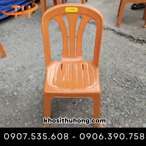 Ghế nhựa tựa lưng màu nâu cam giá rẻ